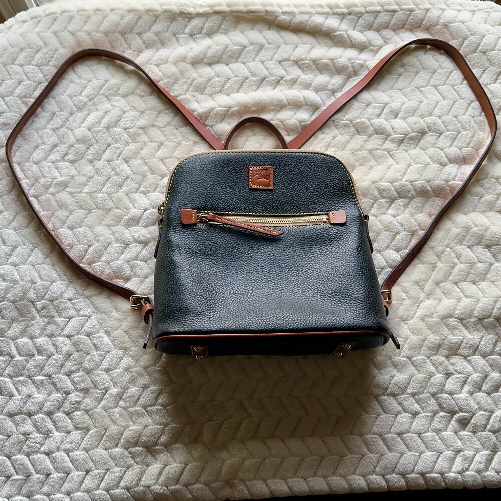 Dooney & Bourke - Pebble Grain Backpack - Black/Tan - Great Condition!